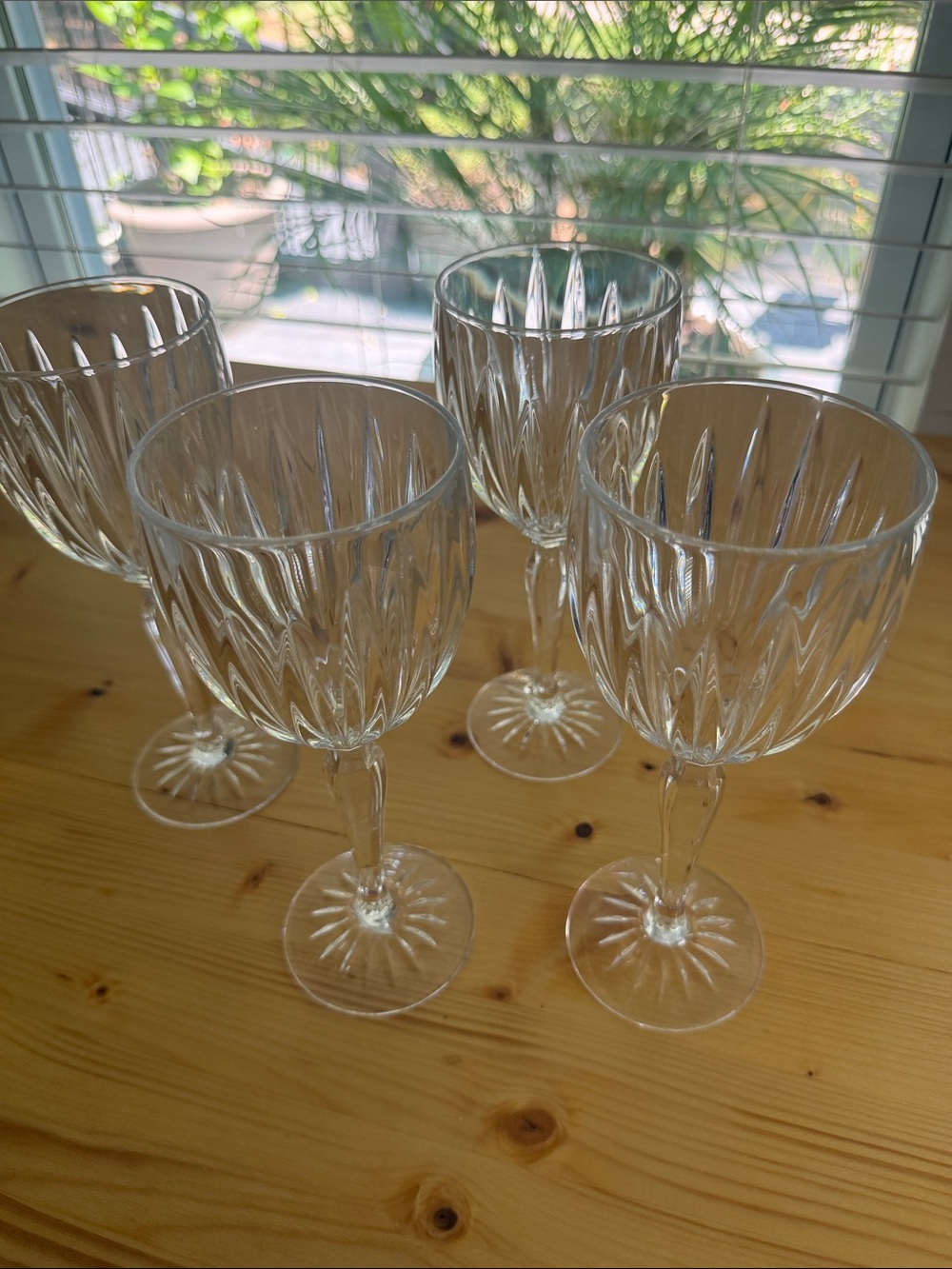 4- Clear Cut-Style Crystal Wine Goblets